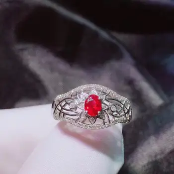 

H628 Natural 0.51ct Red Ruby Ring Diamonds Jewelry Anniversary Female's Rings for Women's Fine Rings