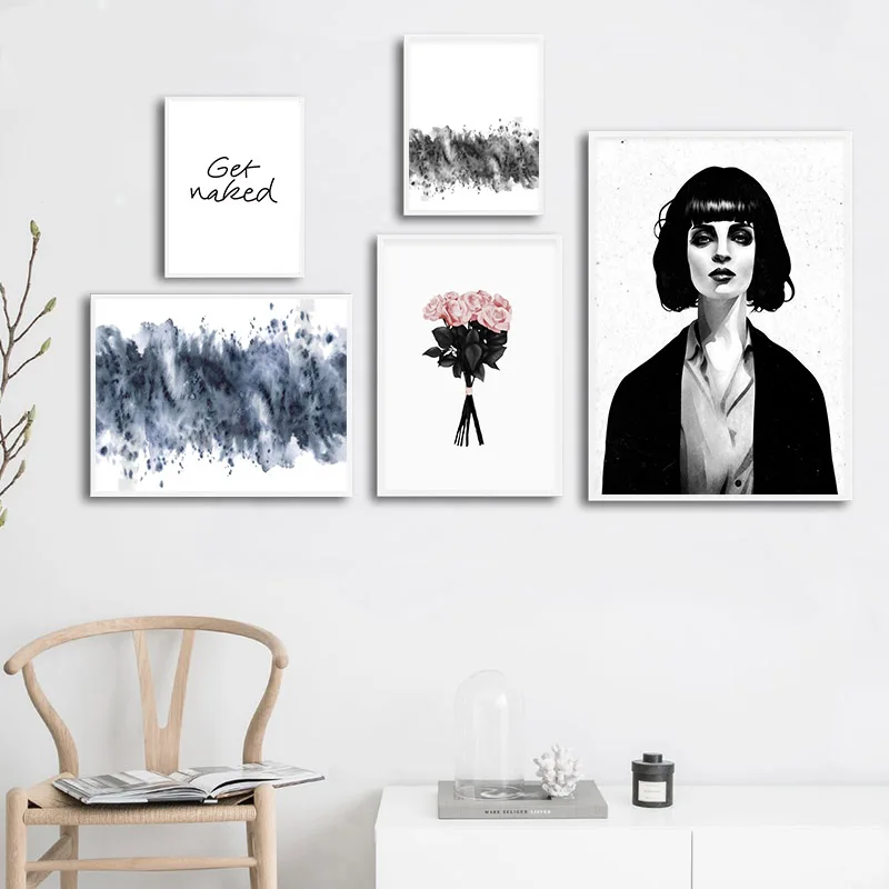 

Scandinavian Poster Nordic Abstract Woman Flower Fashion Wall Art Canvas Print Painting Modern Home Decoration Picture