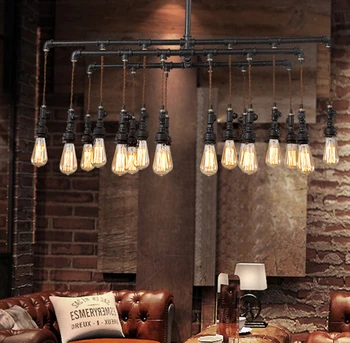 

Water Pipe Steampunk Vintage Pendant Lights Rust Red Home Decoration American Industrial Loft Hanging Light for Dining Room Bar