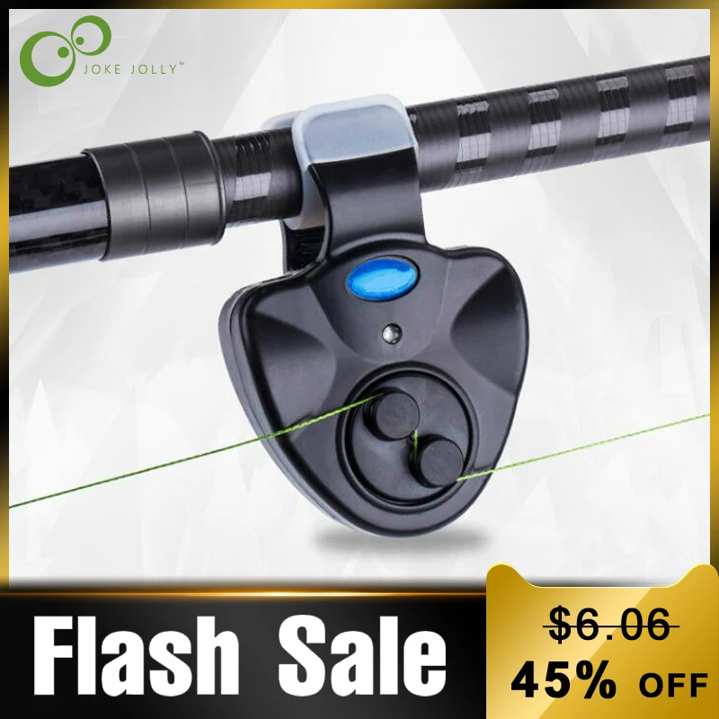 Electronic Black LED Light Fish Bite Sound Alarm Bell Rod On Clip Fishing V9K6 