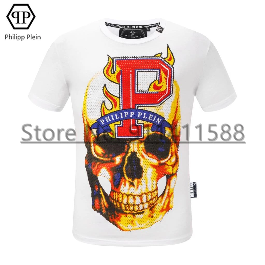 Camiseta diseño de Plein marque para parejas, Camiseta de algodón diamantes de imitación, ropa moda|Camisetas| - AliExpress