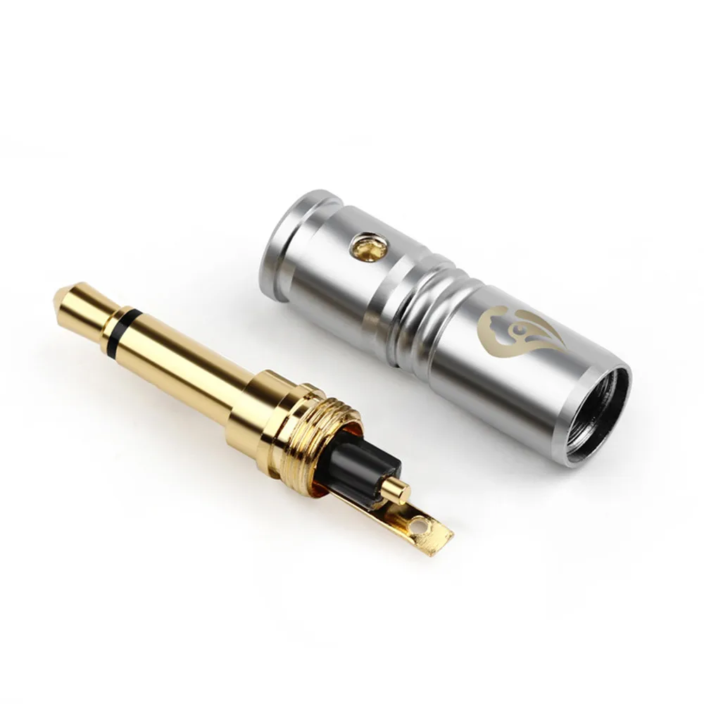 10pcs Headphone Plug 3 5mm Mini Jack Mono Gold Male Copper Plugs 4mm Wire Hole Metal Connector 2 Pole Audio Jack Adapter