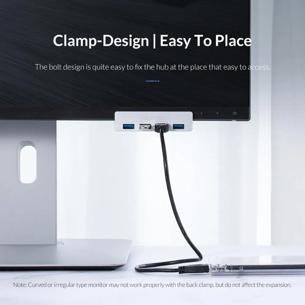 ORICO Clip-type USB 3.0 HUB Aluminum External Multi 4 Ports USB Splitter Adapter for Desktop Laptop Computer Accessories(MH4PU)