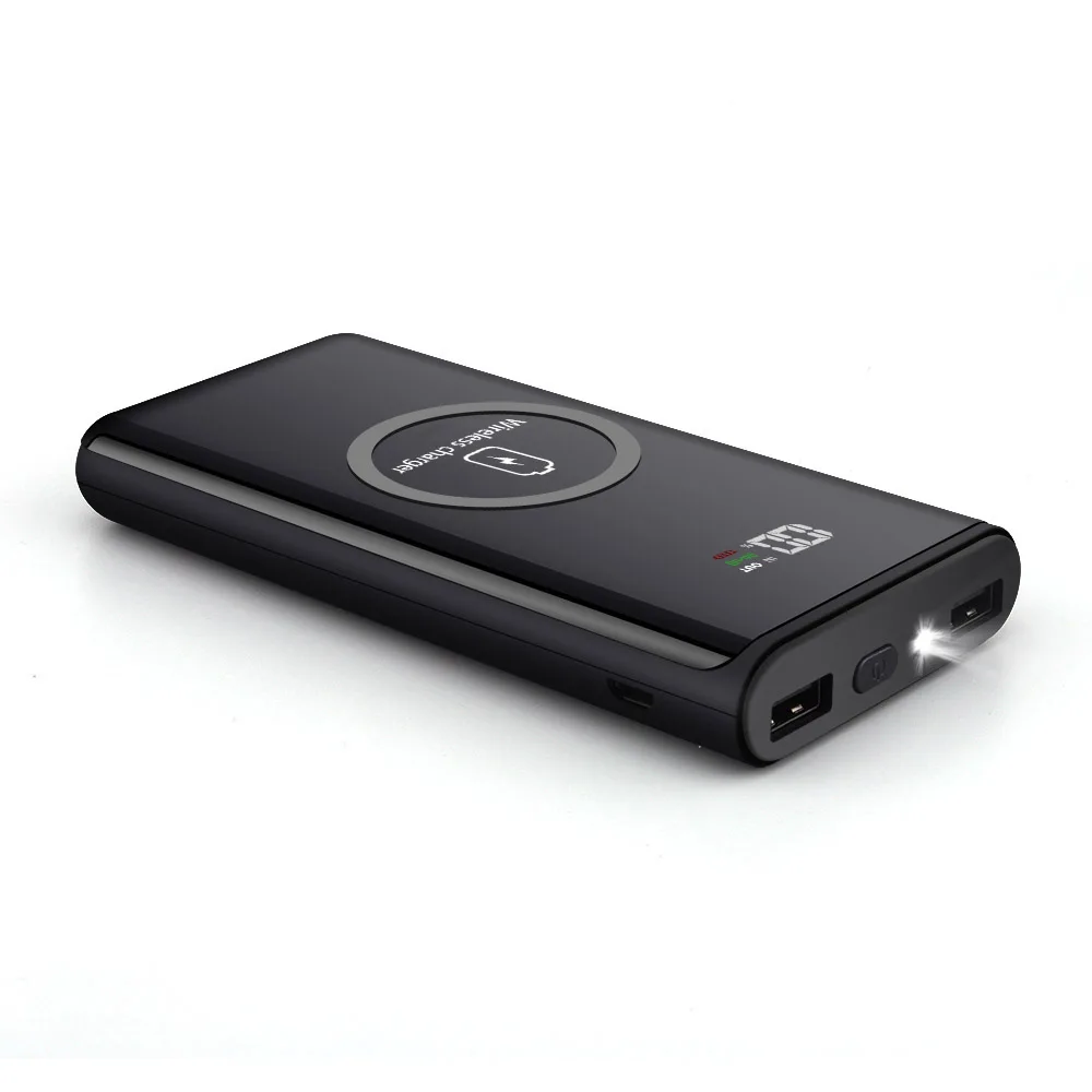 FDGAO Qi Wireless Charger Power Bank 20000mAh For iPhone XS 11 XR X 8 Samsung S8 S9 S10 Dual USB Charging Pad External Battery - Цвет: Черный