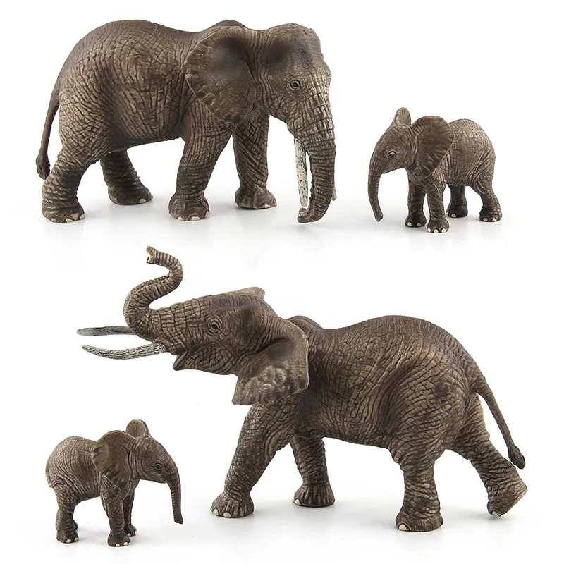 

Wild Animal Model Replica Elephant Family of Three Animal Park Cognitive Environmentally Friendly Solid Garage Kit Decoration To