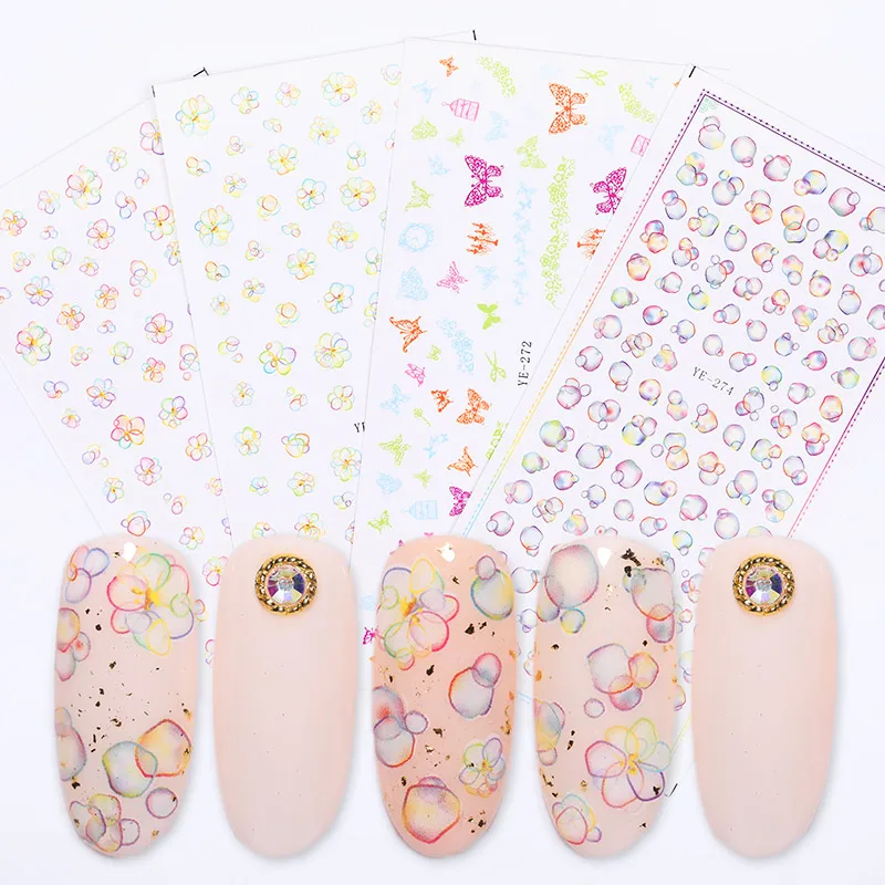 

1 Sheet 3D Nail Art Decoration Nail Stickers Self-adhesive Mixed Patterns Transfer Nails Design Water Decals Nail Accessories