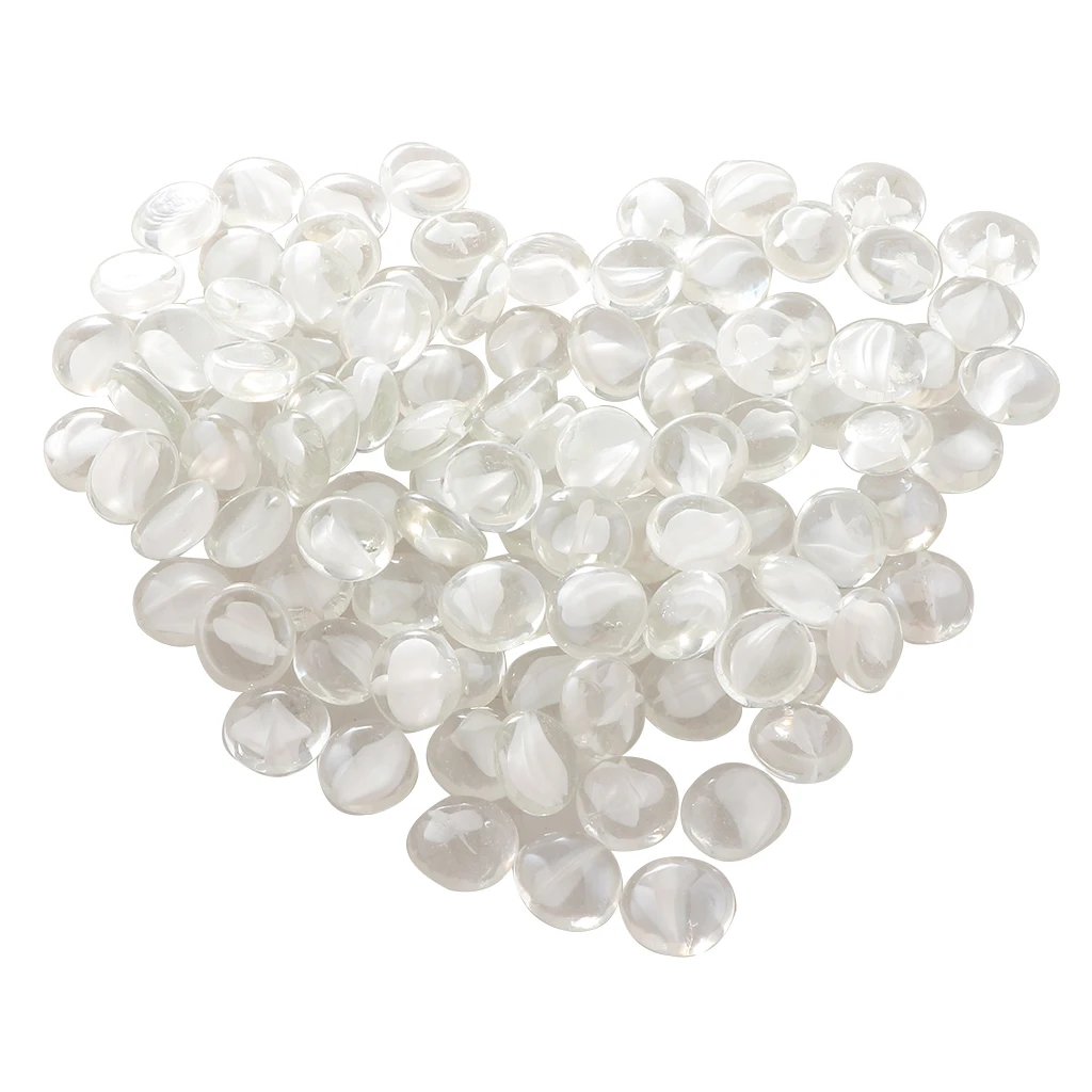 100Pcs Beautiful Table Scatters Marbles Balls Flat Bottom Fish Tank Pebbles Glass Crystal Stones Home DIY Crafts Supplies