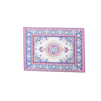 

15*10cm Dolls House Miniature RuTurkish Style Woven Floral Floor Cover Carpet Furniture Accessory
