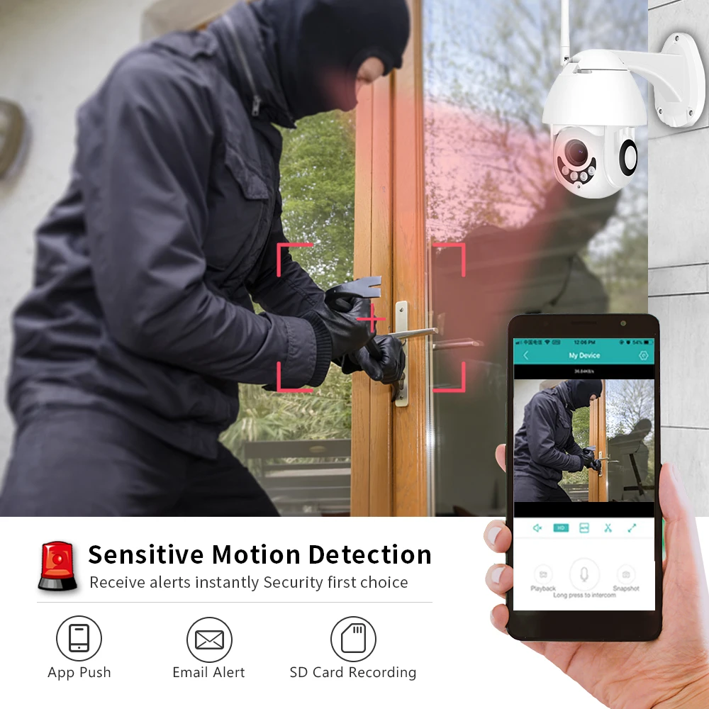 Камера Hamrolte HD1080P Wi Fi H.265x Мини панорамирование/наклон Onvif IP ночное видение детектор