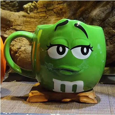 M&M's MM Beans Coffe Milk Cupcup Ceramic Color Glaze of Fruit Juice Tea Cup Saucer Water Tea Bowl Oatmea Water Tool Cute - Цвет: 01