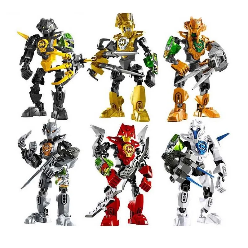 6 шт. Hero Factory Star Warrior Soldiers Bionicle Surge Evo Stringer фигурки роботов строительные блоки, совместимые с игрушками B768