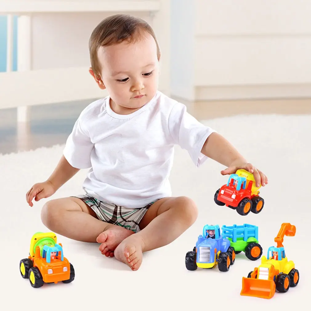 

1/4PCS Toddler Early Education Construction Vehicles Toys Push and Go Friction Powered Plastic Car Toys for Kids 1-3