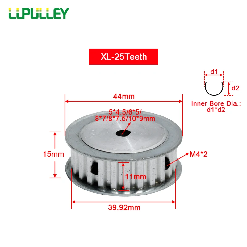 LUPULLEY XL 25T D Форма отверстия зубчатый шкив Диаметр отверстия.: 5x4,5/6x5/8x7/8x7,5/10x9 мм ширина 11 мм XL 25T шкивы лазерная машина