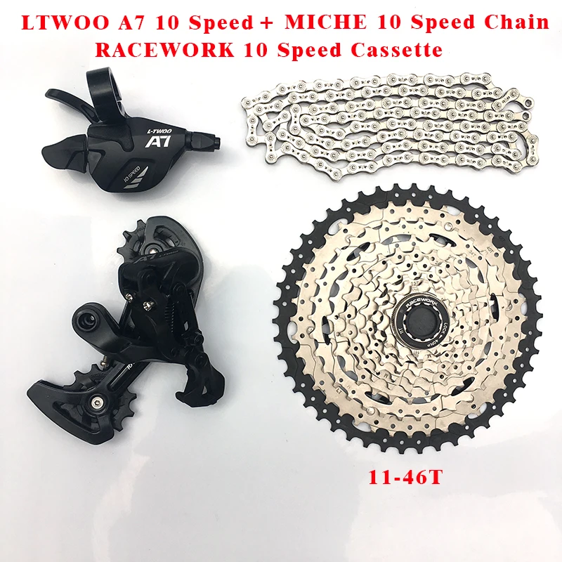 set 4 Croupset 46T LTWOO A7 MTB 10 S группа набор 10 скоростей Рычаг переключения передач задний переключатель RACEWORK кассета 46 50 т серебро полые цепи - Цвет: set 4 Croupset 46T
