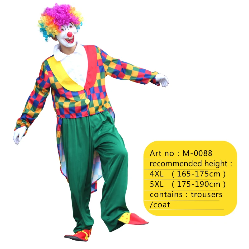 Праздничный смешной костюм клоуна для костюмированной вечеринки, костюм Джокера для взрослых женщин и мужчин, вечерние костюмы для костюмированной вечеринки, костюм клоуна - Цвет: M-0088