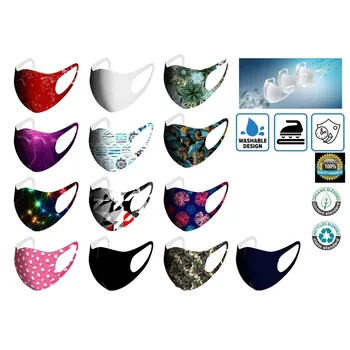 

1PC colorful Printed Mask Reusable Fabric Face Fashionable Neutral Washable Dustproof Mask three-dimensional for out Fashion #Z