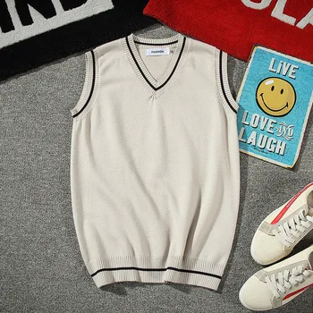 

Mens Sweaters 2020 Autumn Men's New Loose Knitted Pullovers Vest Sweater Casual Handsome Trend Student Vest Sweater Coat