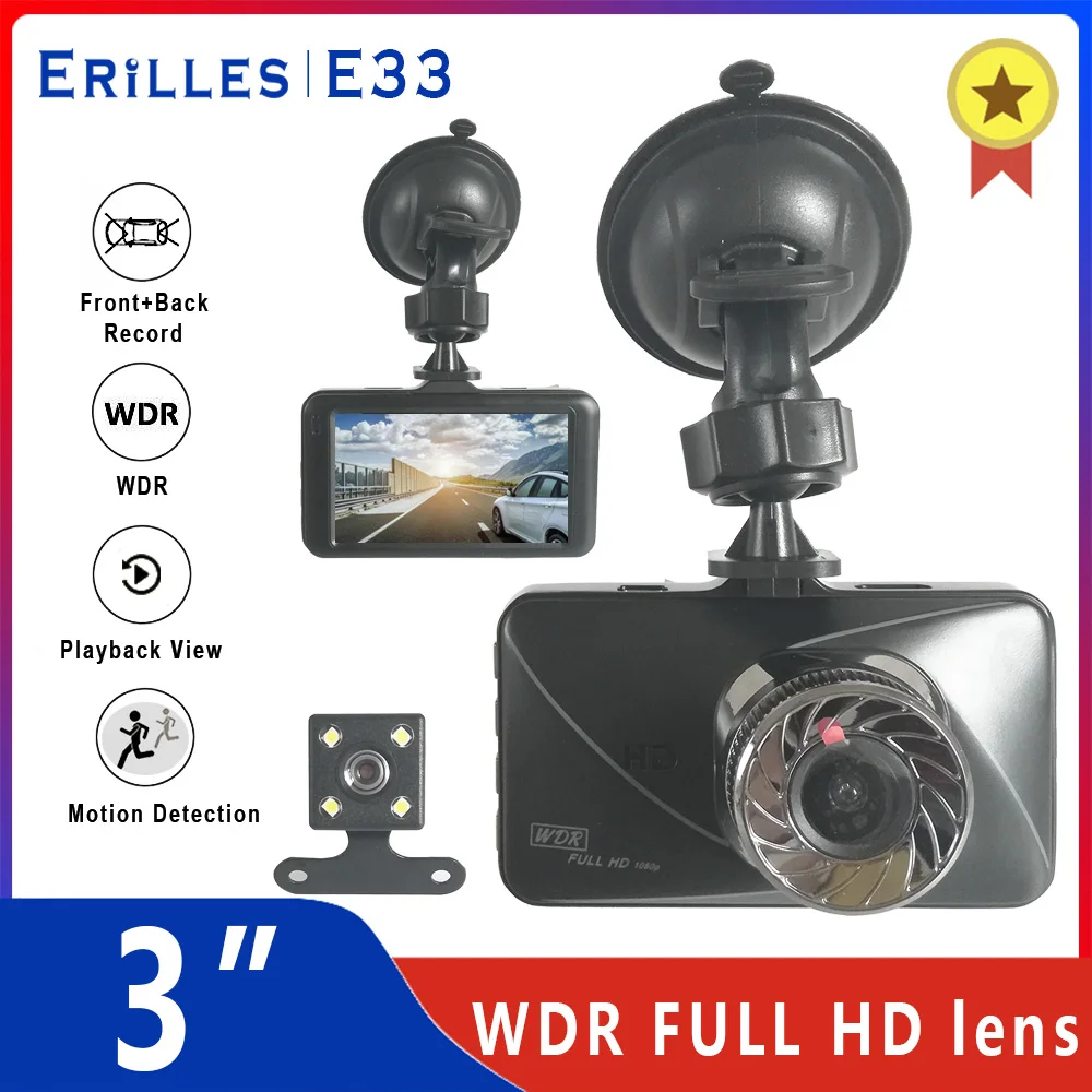 Car DVR Dual Lens Camera 3.0 Inch Full HD 1080P Video Recorder Rearview Mirror With Rear view Dash cam G-sensor | Автомобили и