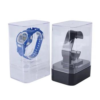 

1pc Transparent Black Watch Display Holder Stand Storage Rack Showcase Smart Accessories Wristwatch Organizer Packing Box