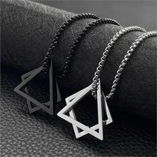 Popular Interlocking Square Triangle Male Pendant For Men Stainless Steel Modern Trendy