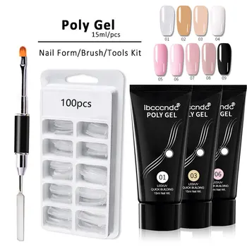 

3pcs/Kit Poly Gel Set Clear Crystal UV Gel Varnish Nail Polish Quick Building for Nails Extensions Hard Polygel 9Colors