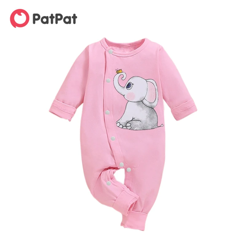 Patpat 2021 New Autumn Adorable Elephant Print Longsleeve Jumpsuit For