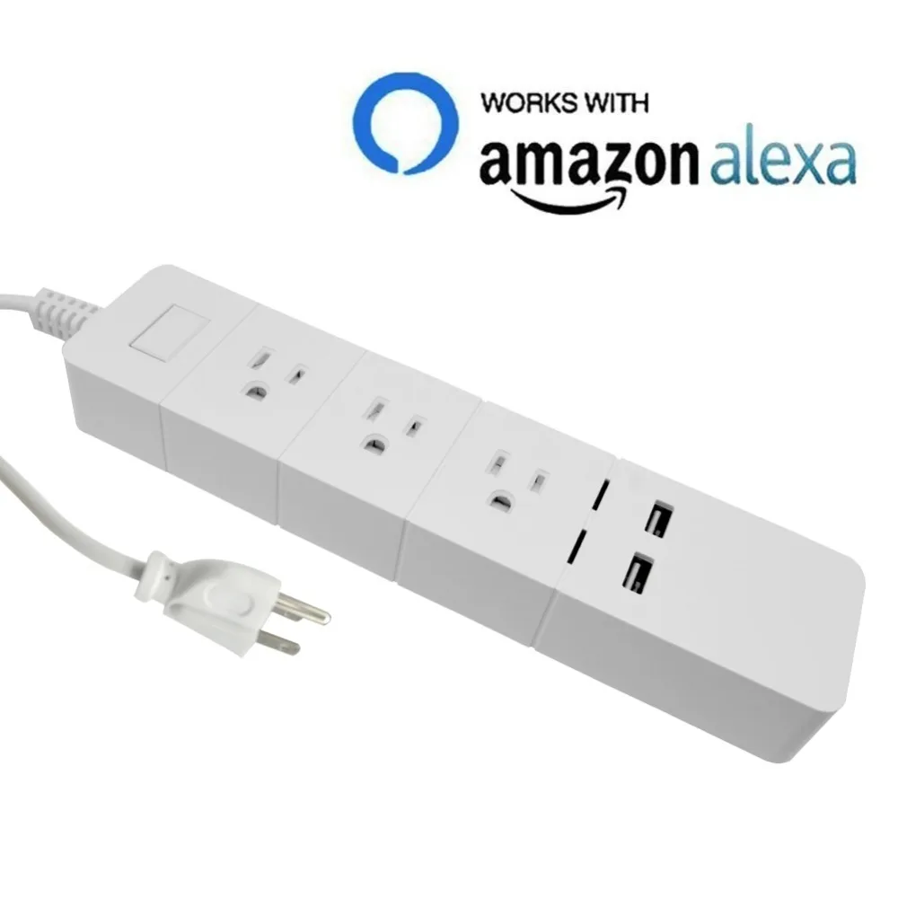 WiFi Smart Plug 4 стандарт США AC Розетка, 4 usb, пульт дистанционного управления розетка с 1,8 м удлинитель независимый переключатель