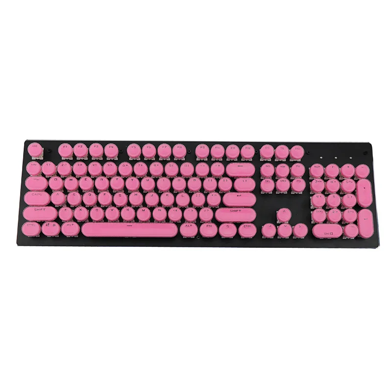 Pink Мода 104pcs KEYCAP для игровой механической клавиатуры Led передачи стимпанк пишущая машинка круглый KeyCap периферийные аксессуары - Цвет: Pink