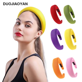 

2020 New Fashion Women's Hair Accessories Thick Sponge Ring Solid Color Headband Red Green Purple Yellow Headwear For Party