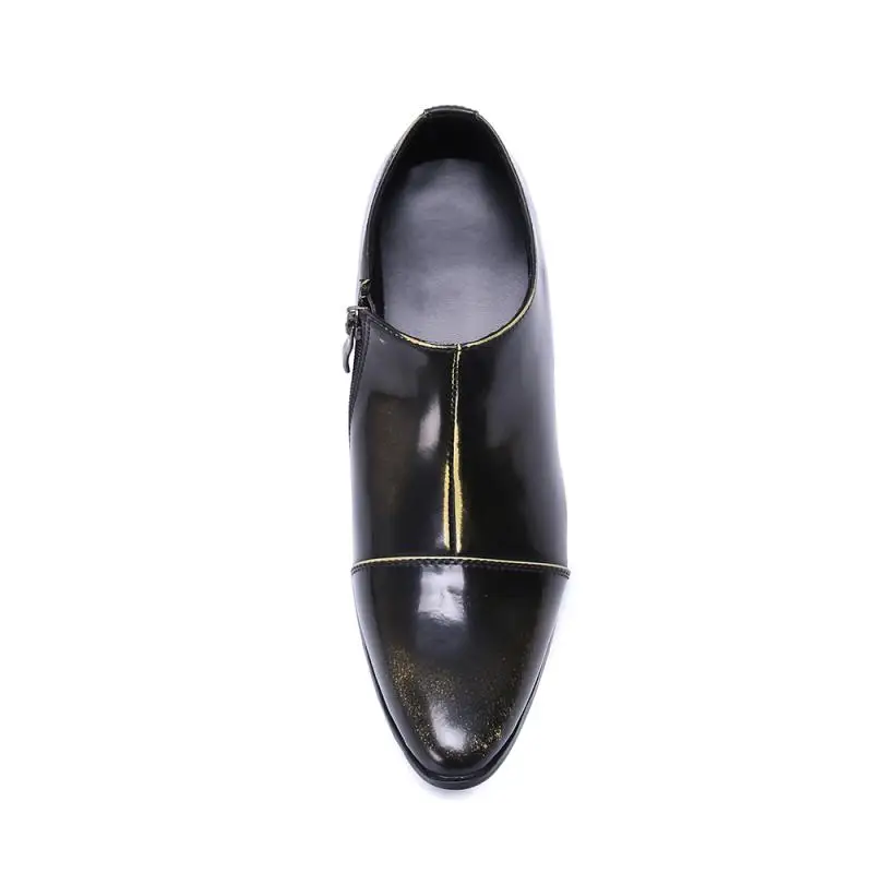 Мужская обувь из лакированной кожи, увеличивающая рост модельные туфли на высоком каблуке с острым носком мужские свадебные туфли без застежки рабочая обувь 37-46