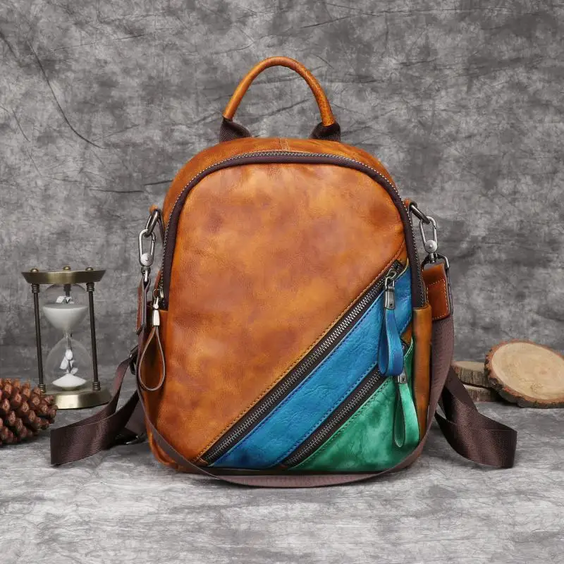 Style 1 Johnature, высокое качество, натуральная кожа, маленький рюкзак, новинка, Ретро стиль, сплошной цвет, ручная работа, Воловья кожа, сумка на плечо, женская сумка - Цвет: Style 1