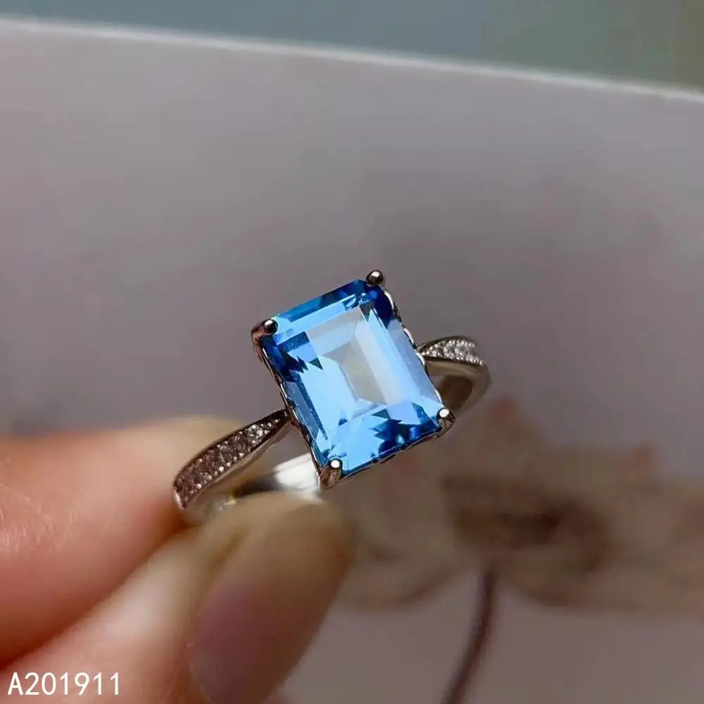 

KJJEAXCMY fine jewelry 925 sterling silver inlaid Natural blue topaz ring luxurious female support detection popular