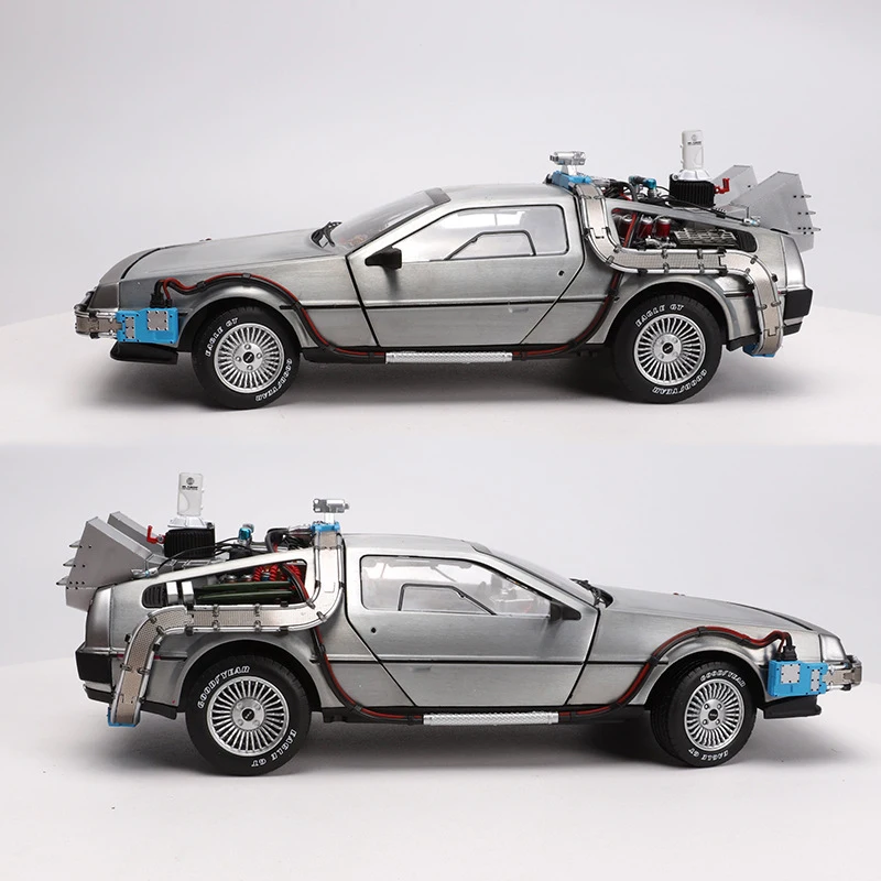  1/18 Scale Alloy Car Diecast Model Part 3 Time Machine DeLorean Vehicle Metal Toy Welly Back To The