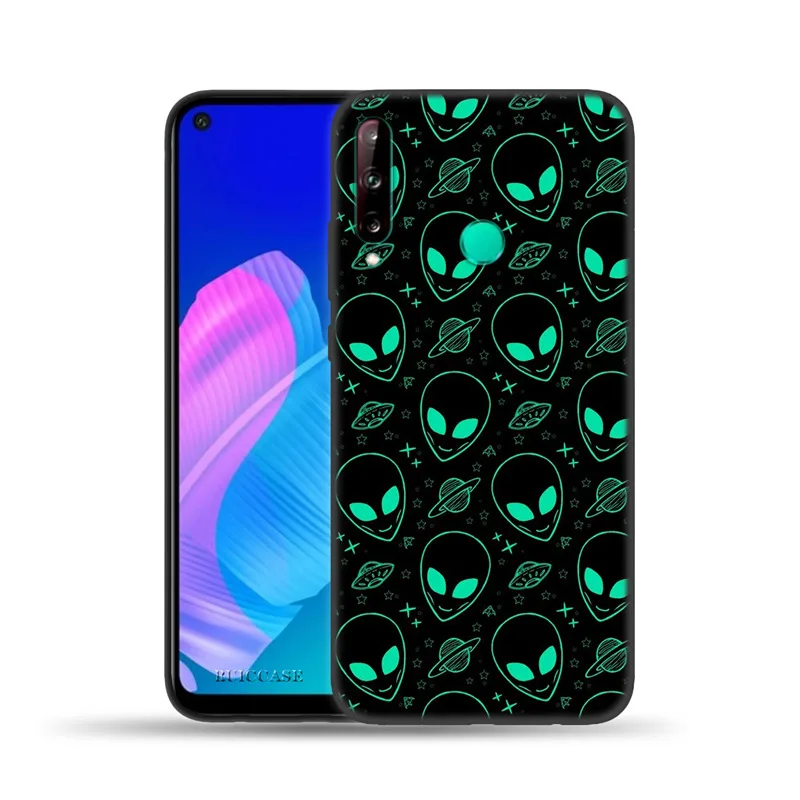 Cute Alien Space Cover For Coque Huawei P20 P10 P30 P40 Lite E Pro P30Lite P20Lite Y9 2018 2019 Soft Silicone Black Phone Cases silicone case for huawei phone Cases For Huawei