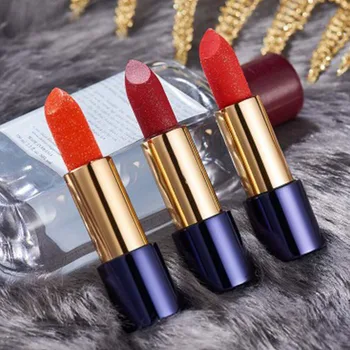 

Lipstick with sequins rotten tomato color charming color moisturizing lipstick waterproof and durable makeup