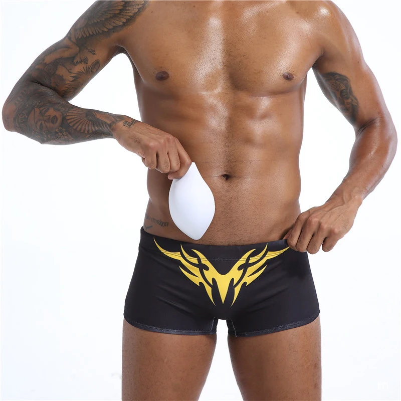black 6 цветов push up pad мужские плавки сексуальные мужские плавки купальник быстросохнущие трусы боксеры костюм трусы пляжные шорты Sunga 406 - Цвет: black