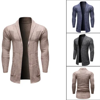 

men's khaki sweaters long slim Cardigan knitted coat winter male warm high street sueter hombre sweter casaco masculino wool XXL