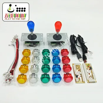 

2 Player Transparent No LED Arcade Kit DIY Zero Delay USB Encoder clean Joystick push Button for MAME PC Raspberry Pi Controller