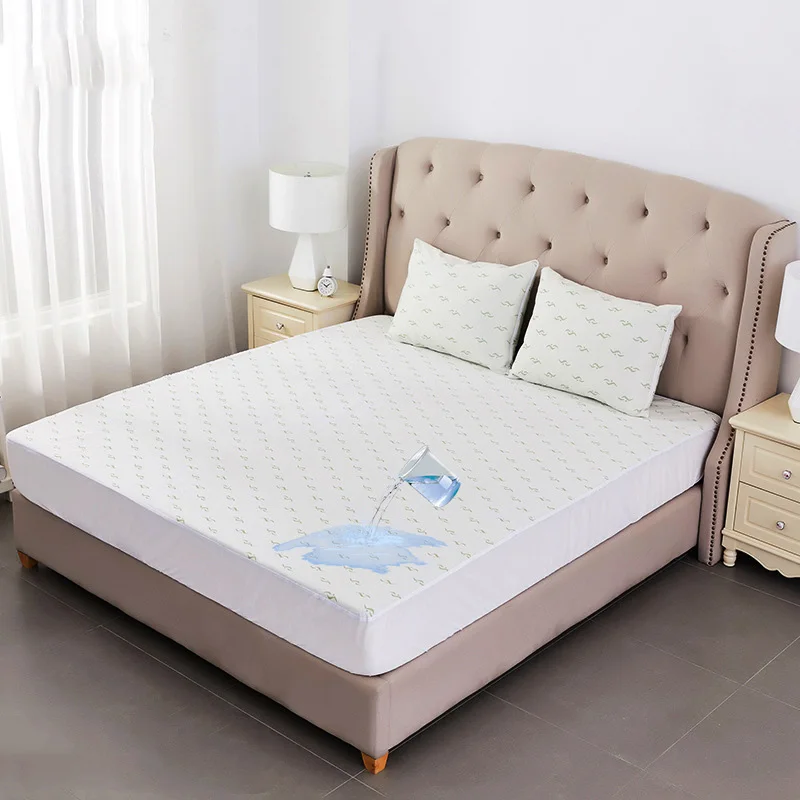 

High Quality Super Soft Bamboo Fiber Waterproof Mattress Cover Queen Anti Mite Bed Pad Protector Cover Not Included Pillowcase