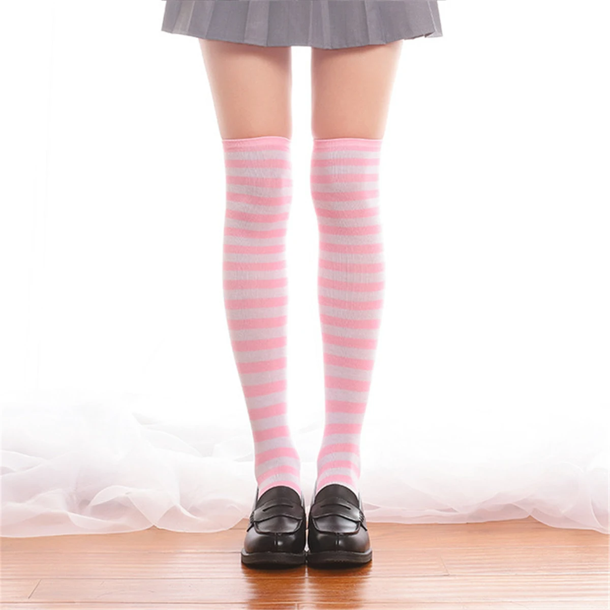 1 пара, длинные гольфы в полоску для девочек, корейские, японские, Kawaii, Повседневные Гольфы в стиле Лолиты, Hatsune, костюм Мику