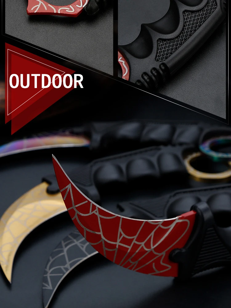 CS GO нож-Коготь Karambit, нож для шеи с ножной, Тигриный зуб, настоящий игровой нож, красный, синий, золотой цвета, Походный нож