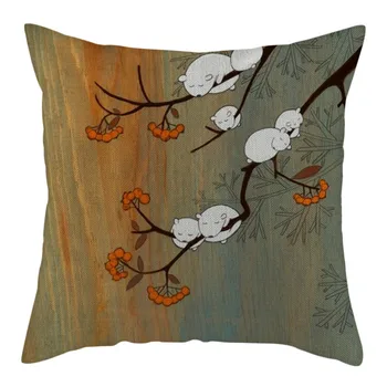 

Nanacoba Natural Tree Branch Photo Pillow Covers Cartoon Rabbit Animal Cushion Cover for Home Sofa Decorative Throw Pillowcase