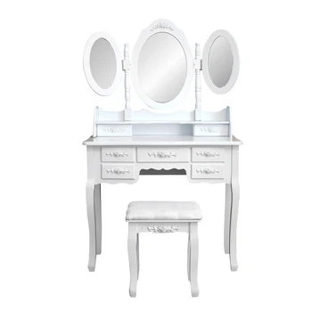 

Foldable 3 Mirrors with 7 Drawers Dressing Table Hogard