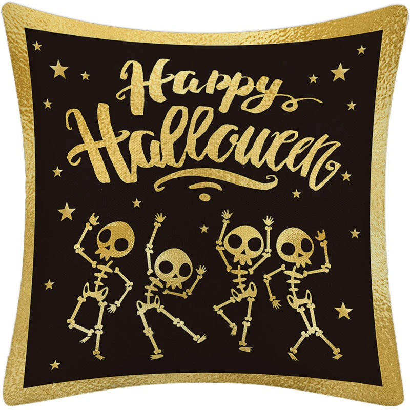 45cm Halloween Black Flax Pillowcase Witch Ghost Party Pumpkin Trick or Treat Party Happy Halloween Party Decor for Home 2021