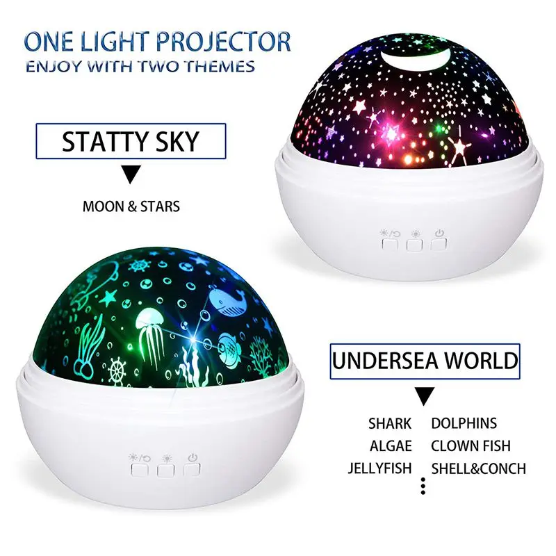  Star Projector Light Night Lamp Romantic Rotating Sea Animals Star Moon Cover Projector Night Light - 4000149122516