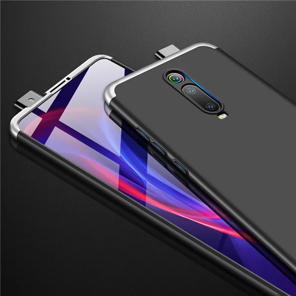 black silver 3 в 1 360 чехол для телефона Xiaomi mi 9 9se 9t pro 8 lite mi A2 A3 lite A1 mi Play жесткий пластиковый чехол+ чехол из закаленного стекла чехлы чехол на для Сяоми ксиоми ми 9 9se 9t про 8 Лайт a2 a3 Лайт a1 ми play - Цвет: black silver