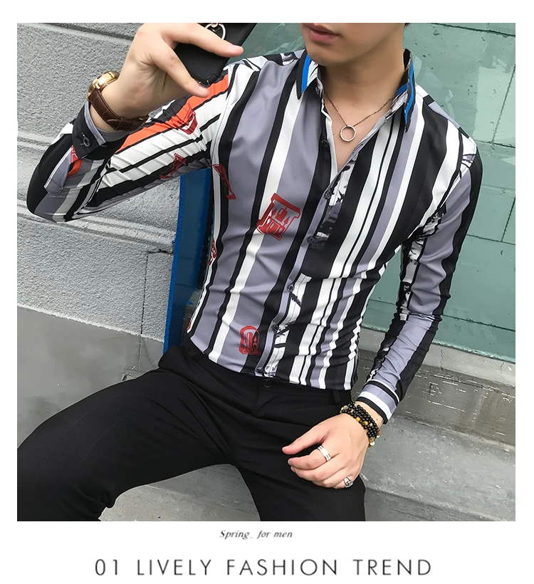Остроконечная полосатая Мужская рубашка Camisa Social Masculina, приталенная Корейская мужская одежда, осенняя сорочка с длинным рукавом, Homme Manche Longue