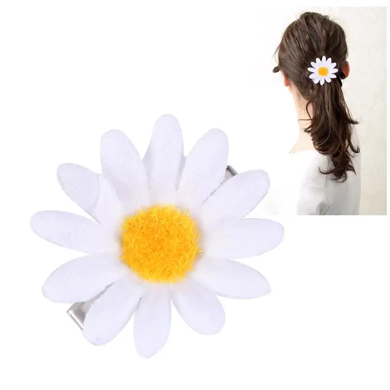 10pcs Cute Daisy Hair Clips Sunflower Fresh Hair Barrettes Hair Pins for Ladies and Girls (White) claw hair clips Hair Accessories