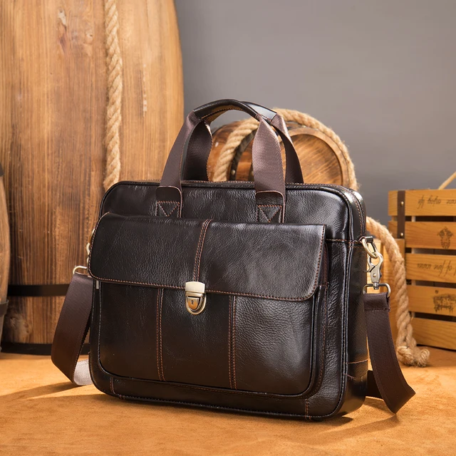 WESTAL Bag Men Leather Laptop Bags 14 