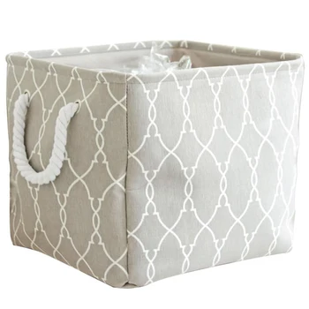 

Grey Cotton Rope Laundry Storage Basket Portable Desktop Sundries Finishing Case Large Size Dirty Clothes Organizer with Handle